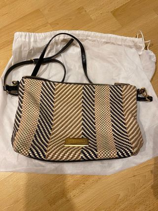 Bolso Bimba y Lola Tejido Tonos Tierra y Negro