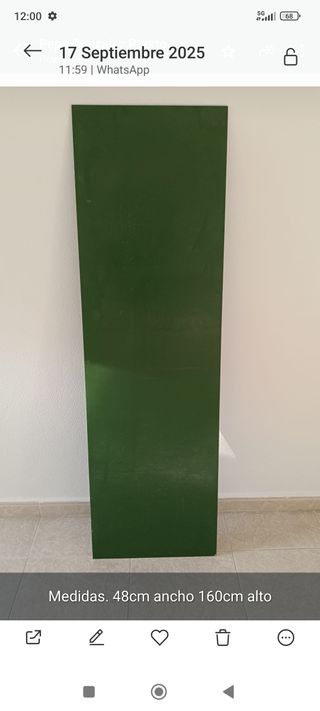 Tablero vidrio verde Ikea Malm 48x160cm