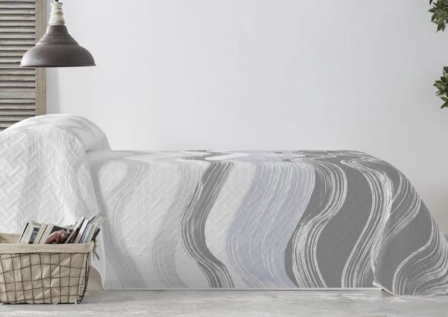 Colcha de verão cinza e branco