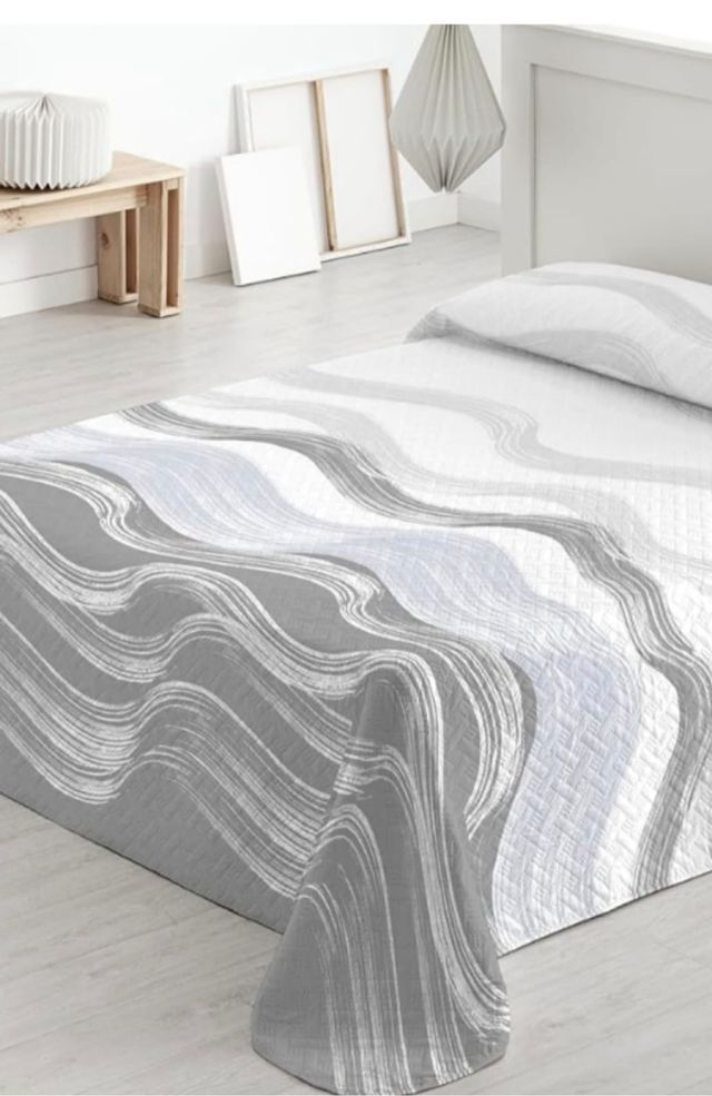 Colcha de verão cinza e branco