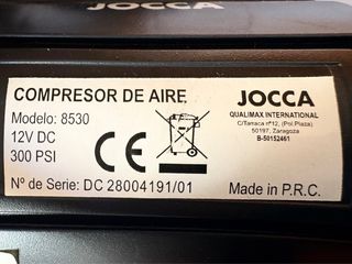 Compresor de aire coche JOCCA 12V
