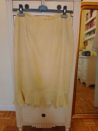 Falda estampada beige y amarilla