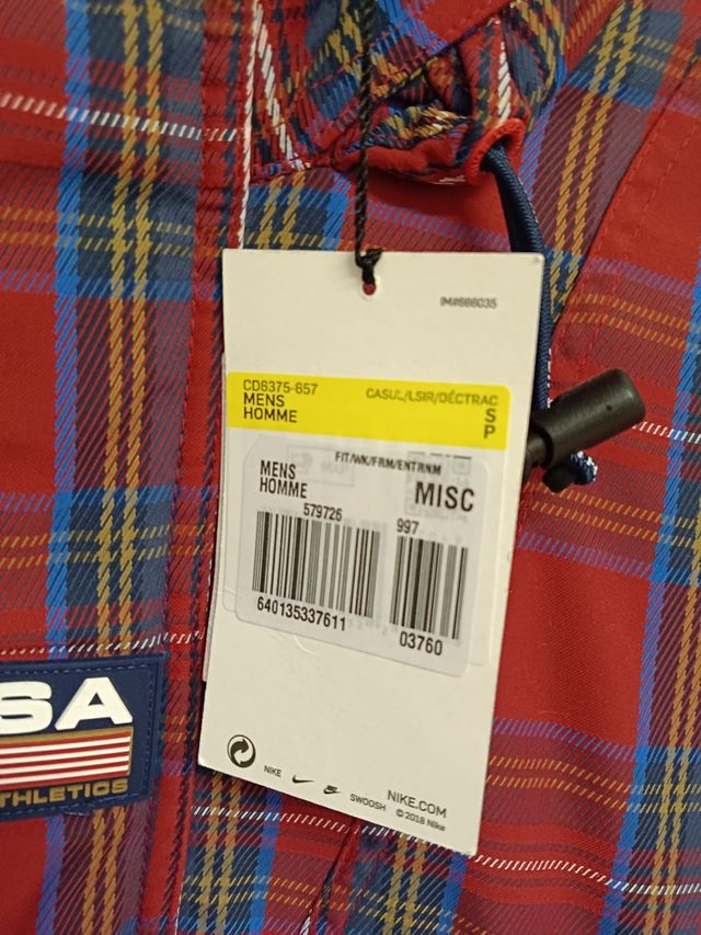 Chaqueta Nike USA Talla S/M Tartán Roja