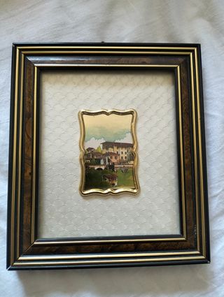 Quadro con cornice in legno e metallo