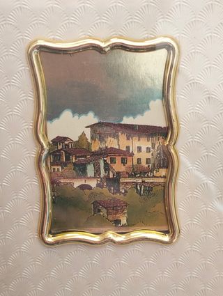 Quadro con cornice in legno e metallo