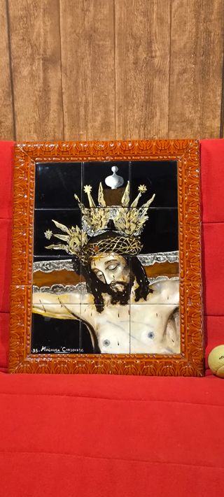 Cuadro azulejo óleo Cristo de la
Salud y de las a