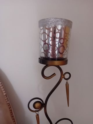 Portacandele decorativo in metallo oro e argento