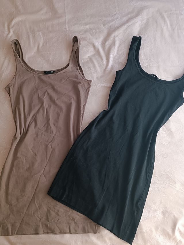 2 Vestidos Tirantes H&M Marrón y Negro