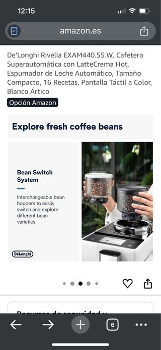 Cafetera DeLonghi Rivelia EXAM440.55.W Blanca