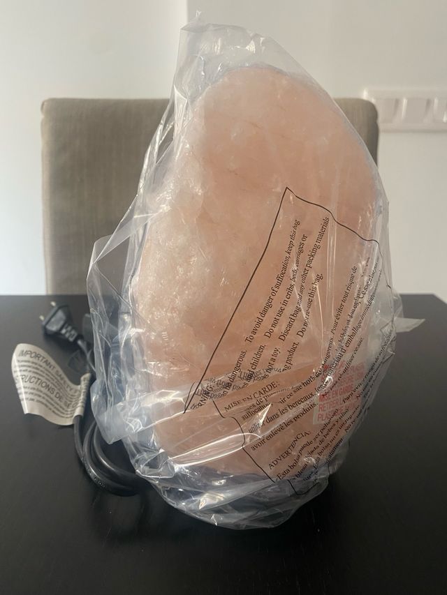 Lámpara Sal Himalaya Piedra Natural Madera