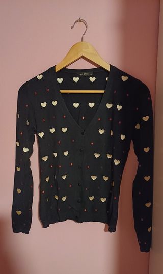 Cárdigan negro corazones