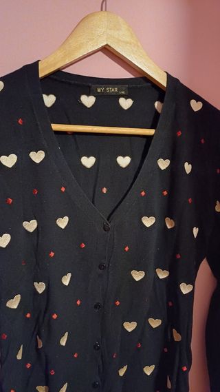 Cárdigan negro corazones