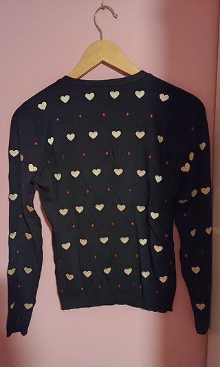 Cárdigan negro corazones