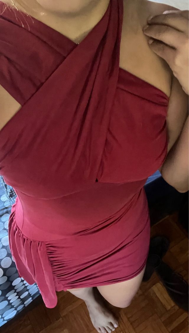 Vestido Zara Burdeos Talla S Fruncido