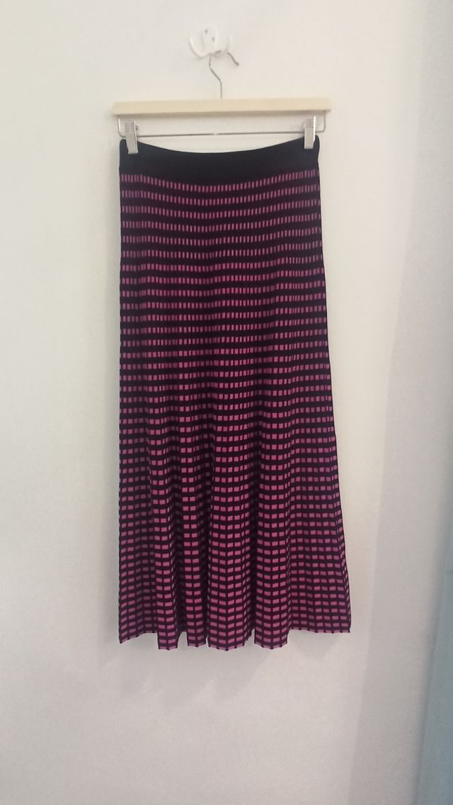 Falda de punto con estampado de cuadros