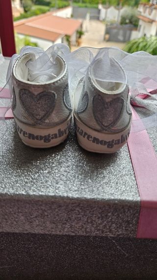 Scarpine neonata glitter con fiocco