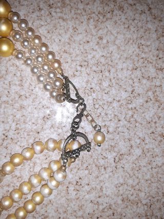 Collana perle nere, oro e avorio