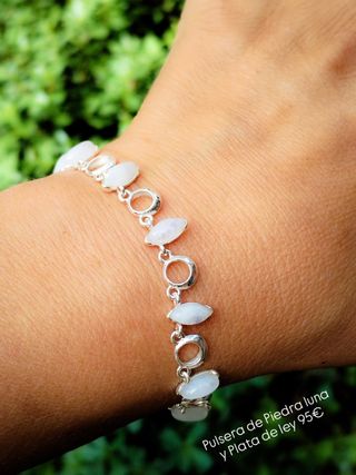 Pulsera Plata de Ley Piedra Luna. Diseño