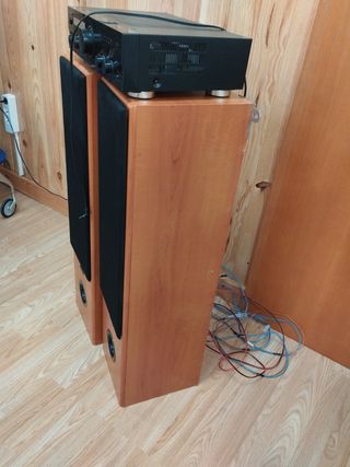 Amplificador y altavoces con conectores