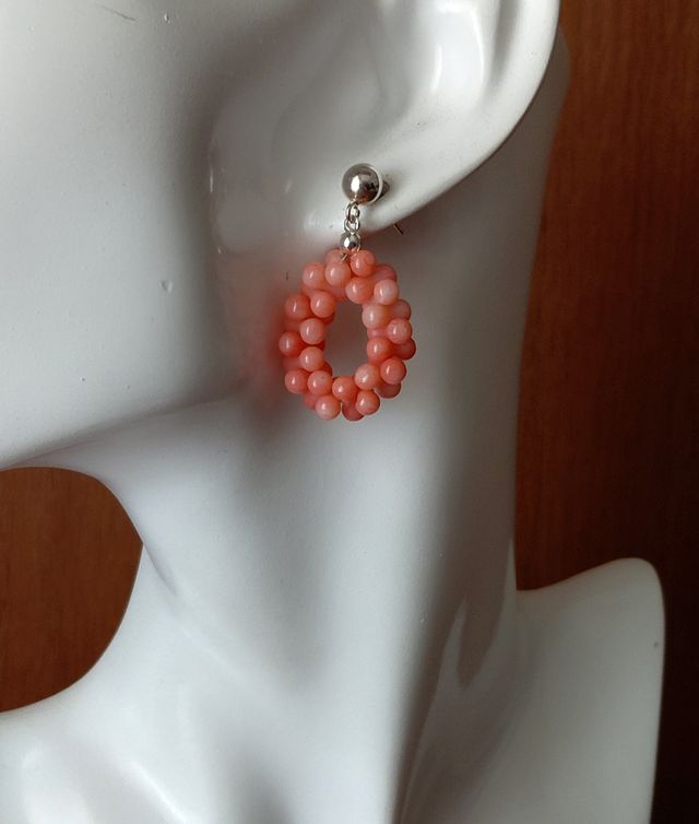 Pendientes de Coral Rosa y plata de ley