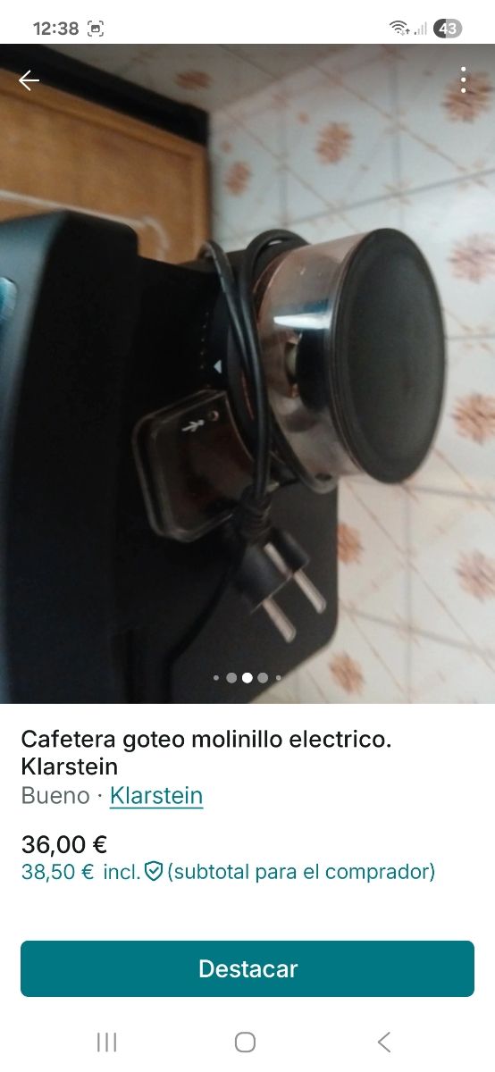 Cafetera Klarstein goteo molinillo eléctrico