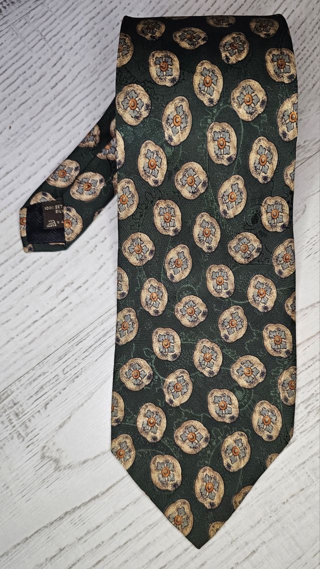 Corbata Givenchy Seda Verde Estampada