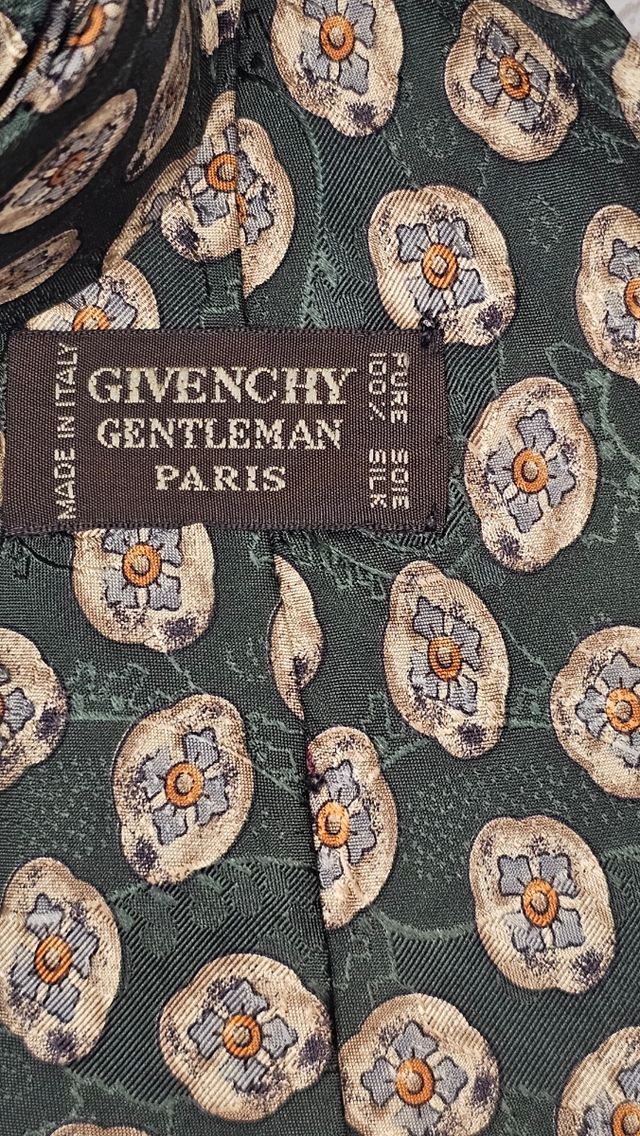 Corbata Givenchy Seda Verde Estampada