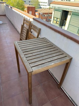 Mesa y 2 Sillas Terraza Ikea Madera. 