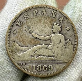 Moneda PLATA 2 Pesetas 1869 *(1X-69) G.Provisional