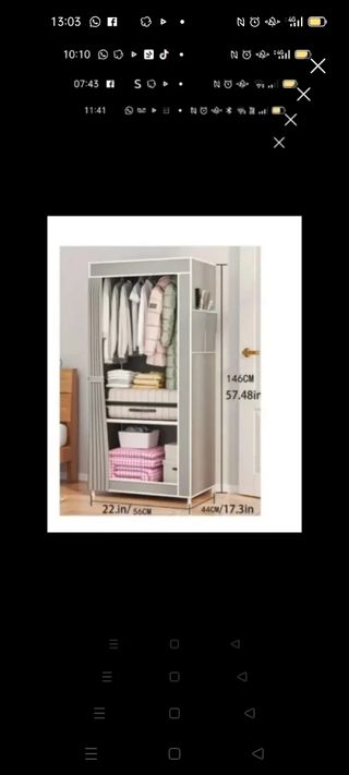 Armadio in tessuto grigio e bianco