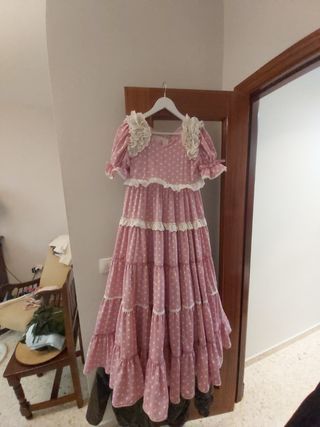 Traje Flamenca Niña Rosa Lunares
