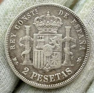 Moneda PLATA 2 Pesetas 1884 *(XX-84)  Alfonso XII