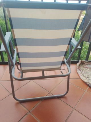 Silla Playa Plegable Niñ@ Rayas Azul/Blanco