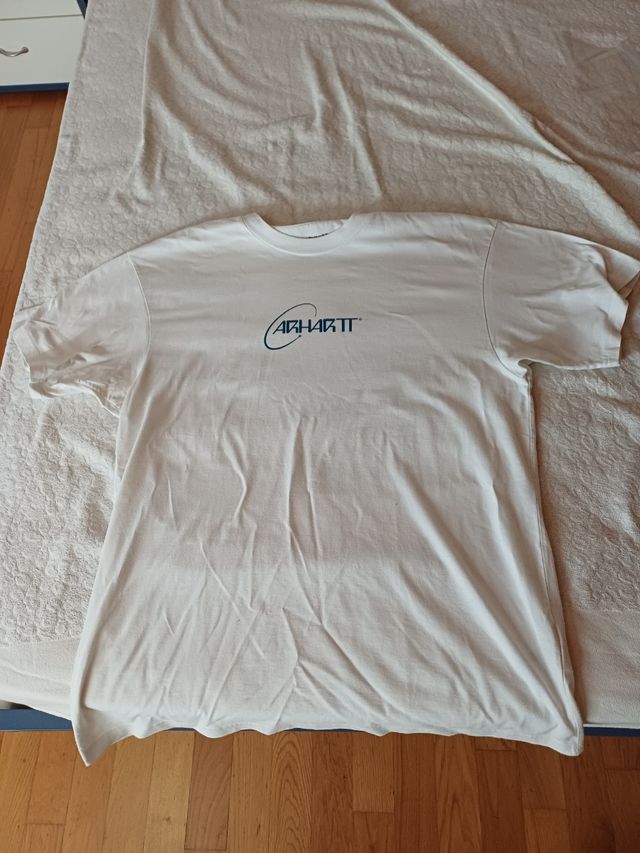 Maglia Carhartt bianca con stampa blu dietro
