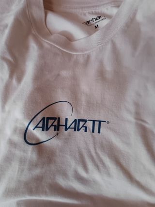 Maglia Carhartt bianca con stampa blu dietro