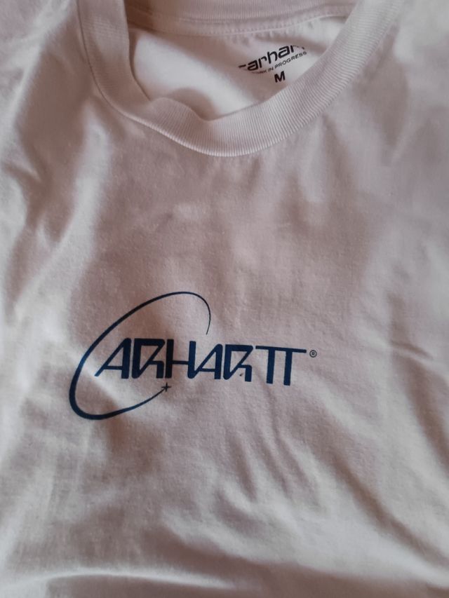 Maglia Carhartt bianca con stampa blu dietro