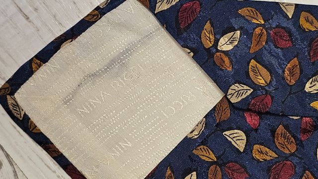 Corbata Nina Ricci Seda Vintage Hoja Azul