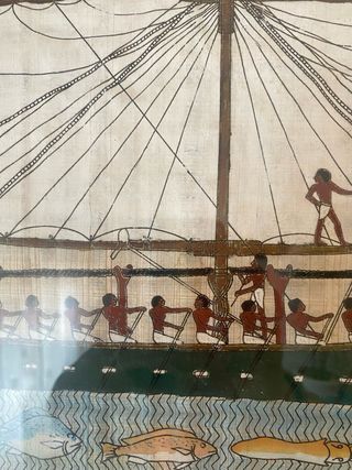 Cuadro Egipcio Barco con Marco de Madera