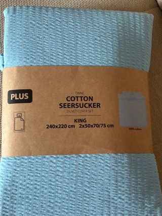 Copripiumino Seersucker Azzurro King + 2 Federe