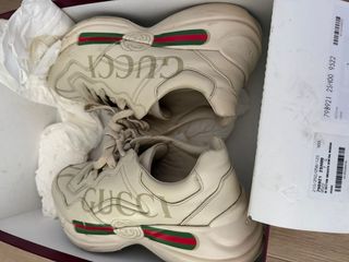 Zapatillas Gucci Rhyton Piel Logo Beige ORIGINAL