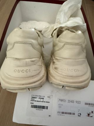 Zapatillas Gucci Rhyton Piel Logo Beige ORIGINAL