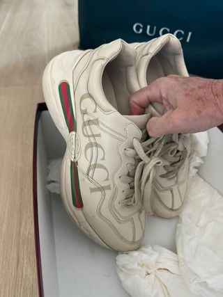 Zapatillas Gucci Rhyton Piel Logo Beige ORIGINAL