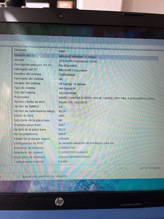 Portátil HP 15 i7-8550U 16GB RAM SSD 240