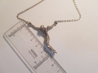 #1152 Cruz con cadena 32cm plata de ley 925