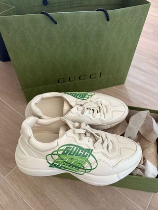 Zapatillas Gucci Rhyton Piel Logo Verde ORIGINAL 