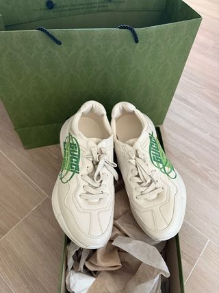 Zapatillas Gucci Rhyton Piel Logo Verde ORIGINAL 