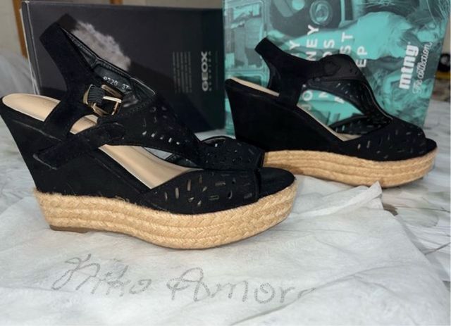 Sandalias cuña Geox negras talla 37