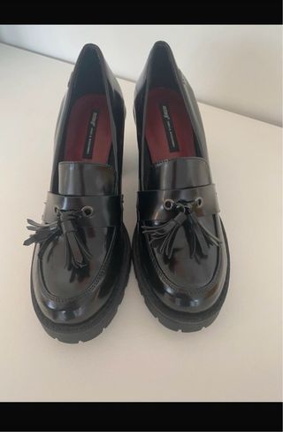 Mocasines Tacón Mujer Negro