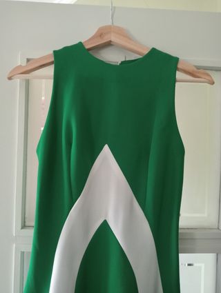 Vestido largo vintage verde y blanco