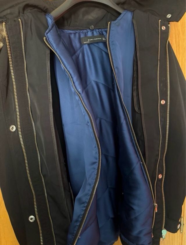 Abrigo Zara Negro Mujer